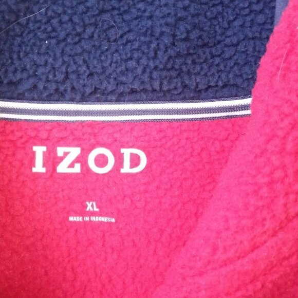 MEN'S IZOD SPORTSWEAR CASUAL FLEECE JACKET FOUR BUTTON RED BLUE TRIM SIZE  XL - Picture 4 of 6